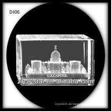 K9 3D Laser Das Weiße Haus im Kristall Rechteck